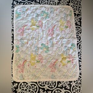 Vintage 1990s Curity Care Bears Quilted Pastel Music Baby Blanket